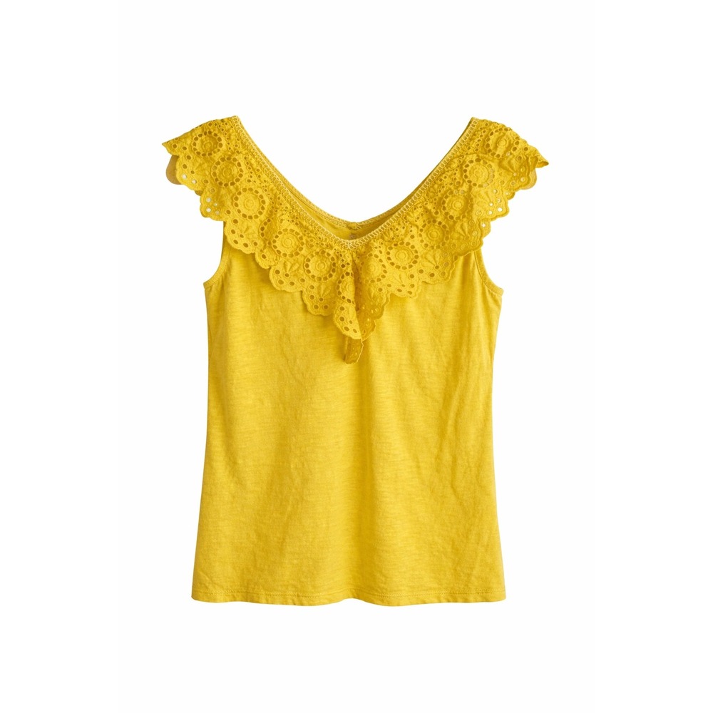 Lilly Pulitzer Yellow Eyelet Cotton Top XS Bright Summer